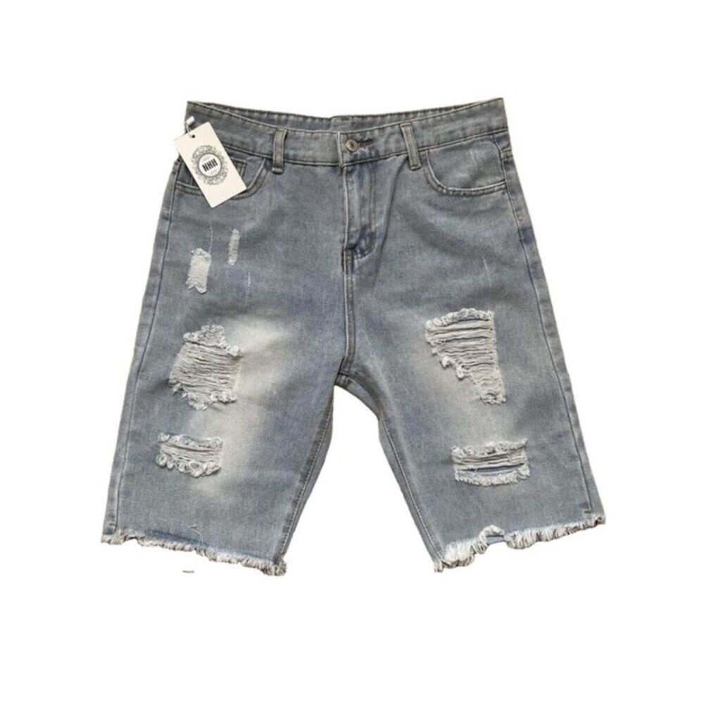NWT Distressed Denim Jorts High Rise Casual Bermuda Shorts Raw Hem Summer - XL